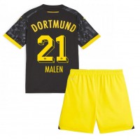 Borussia Dortmund Donyell Malen #21 Auswärts Trikotsatz Kinder 2023-24 Kurzarm (+ Kurze Hosen)